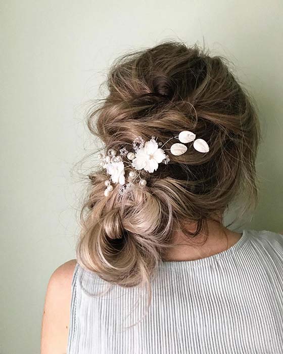 Messy and Textured Wedding Updo