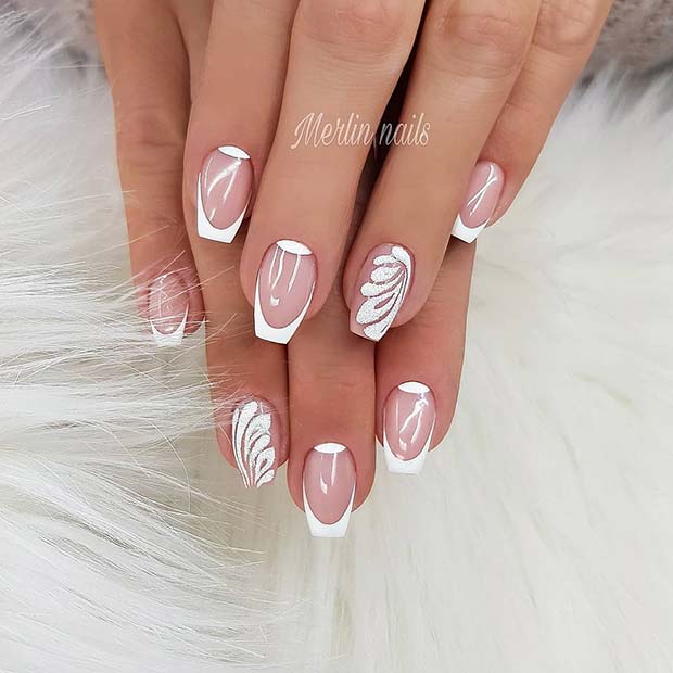 French Manicure for Short Coffin Shaped Nails