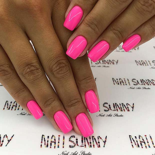 Vibrant Pink Acrylic Nails
