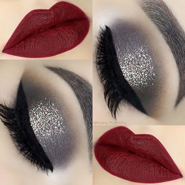 Wintry Eyes with Red Lips for a Christmas Party
