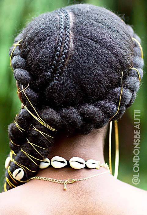 Accessorized Thick and Thin Braids for Natural Hair