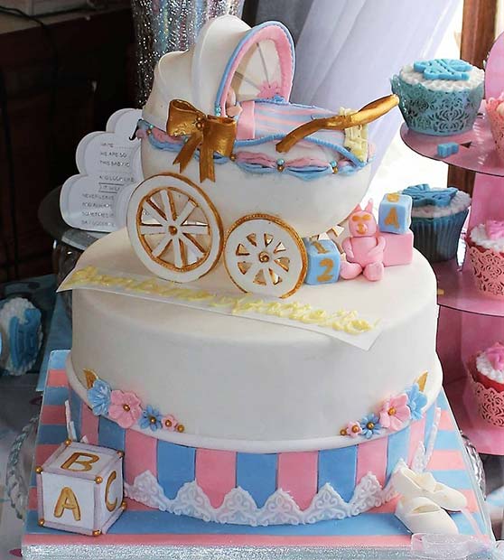 Beautiful Pink and Blue Gender Reveal Cake