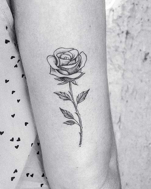 Beautiful Single Rose Tattoo 