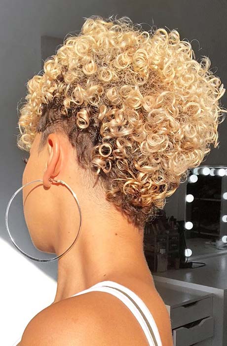 Short, Blonde Curly Hairstyle