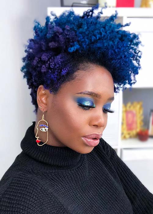 Bold, Natural Blue and Purple Hair
