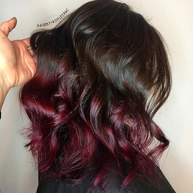 Brown to Burgundy Ombre Hair