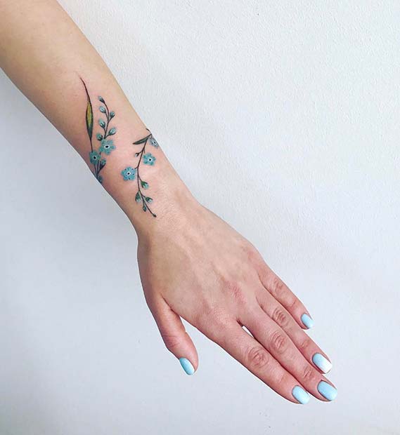 Flower Wrist Tattoo Design 