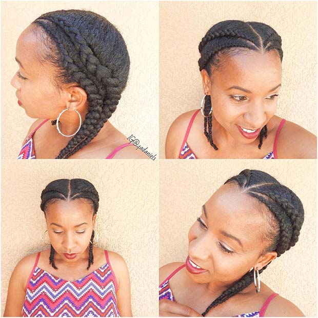 Double Cornrows for Short Natural Hair