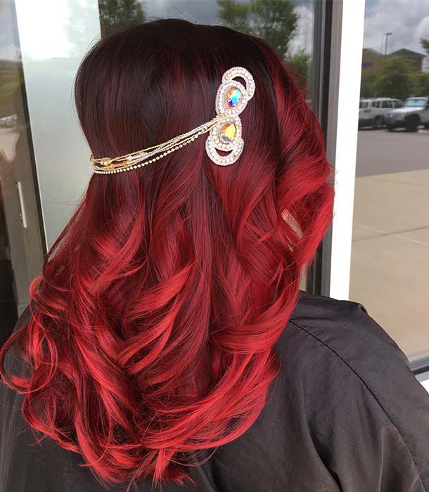 Elegant Black and Red Hair Color Idea