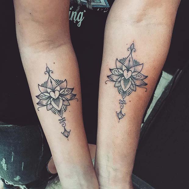 Matching Lotus Tattoos for Couples 