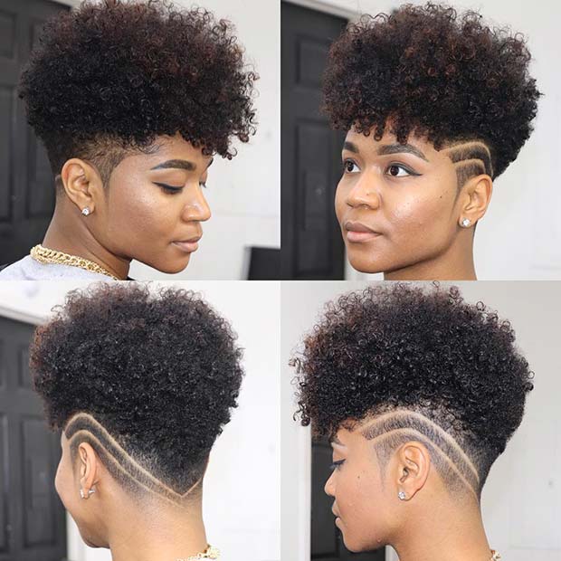 Trendy Patterned Short Natural Hairstyle