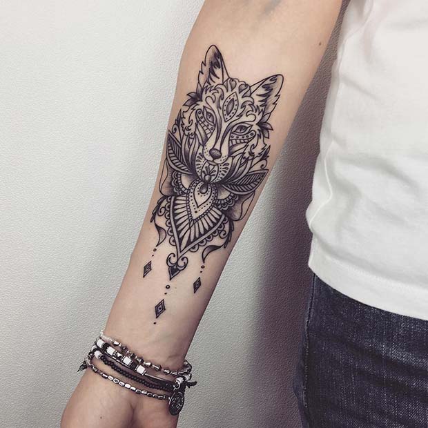 Unique Wolf Tattoo Idea for Women