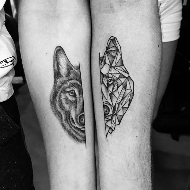 Cool Wolf Tattoos for Couples 