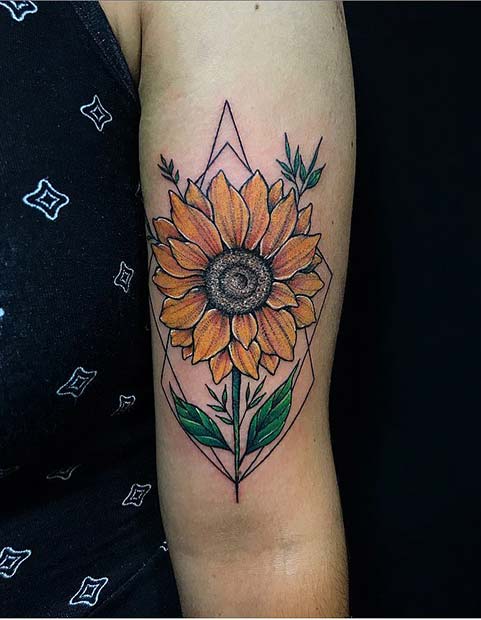 Beautiful Sunflower Arm Tattoo