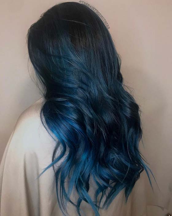 Black to Dark Blue Ombre Hair Idea