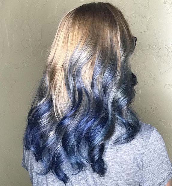 Blonde to Navy Ombre Hair