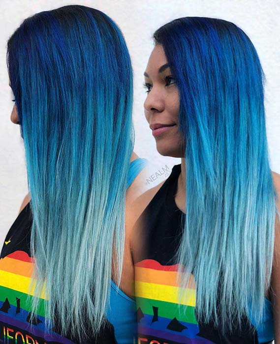 Bold Blue to Light Blue Ombre