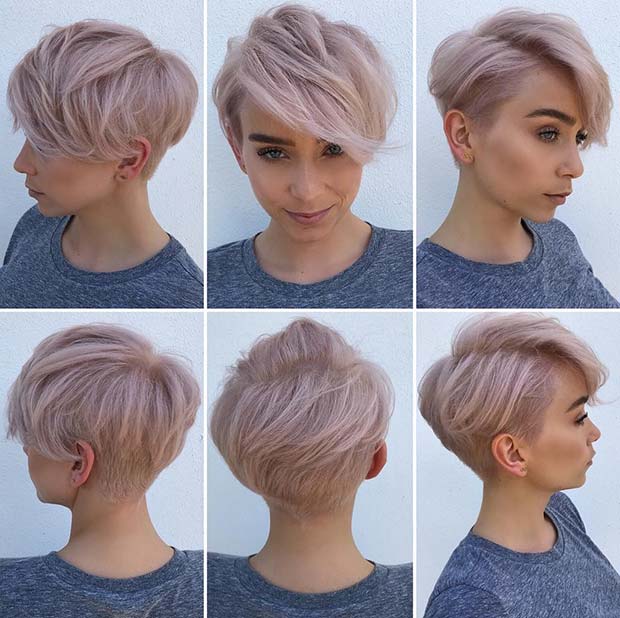 Light Pink Haircut with Side Bangs 