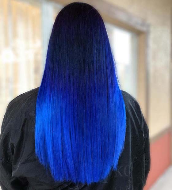 Electric Blue Ombre Hair