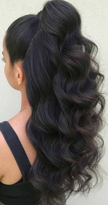 Half Up, Half Down Ponytail with Waves