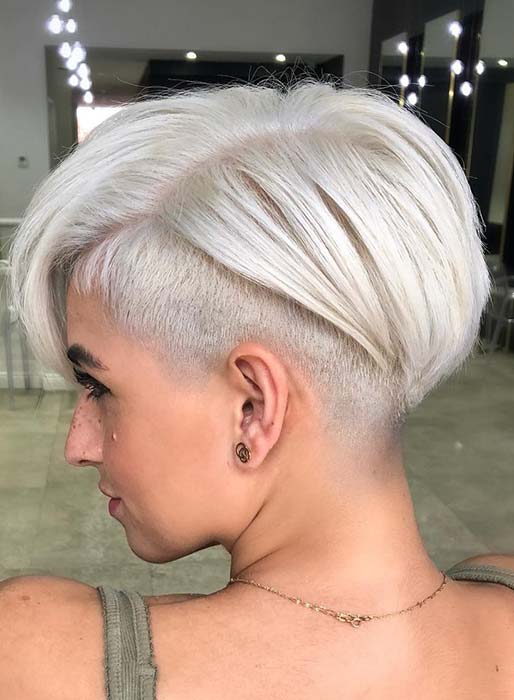Short, Icy Blonde Haircut with Undercut 