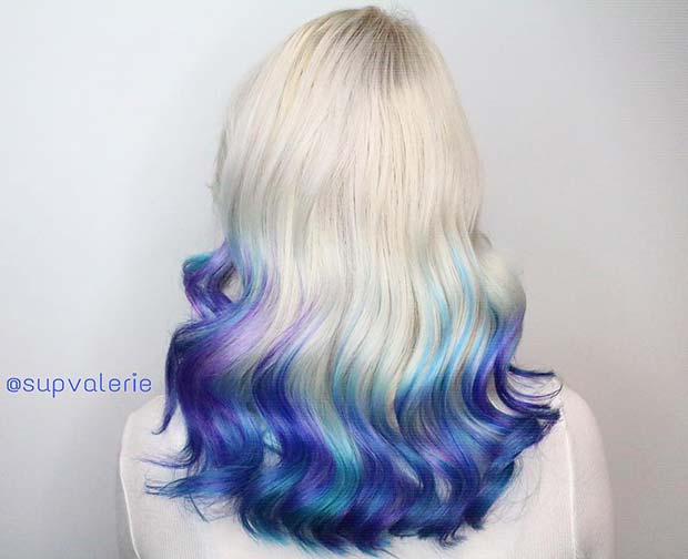 Platinum Blonde to Blue Ombre Hair