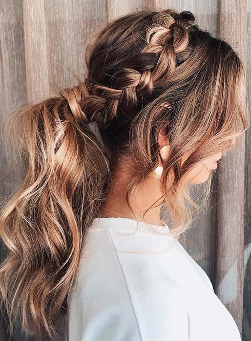 Side Braid and Messy Ponytail