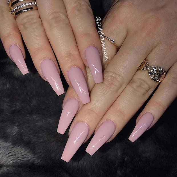 Simple and Chic Nude Coffin Nails