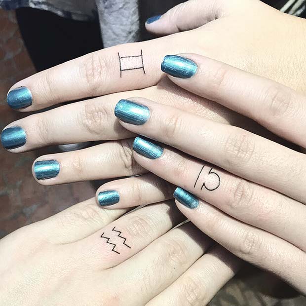 Small Star Sign Sibling Tattoos 