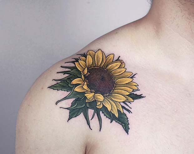 Sunflower Shoulder Tattoo Idea