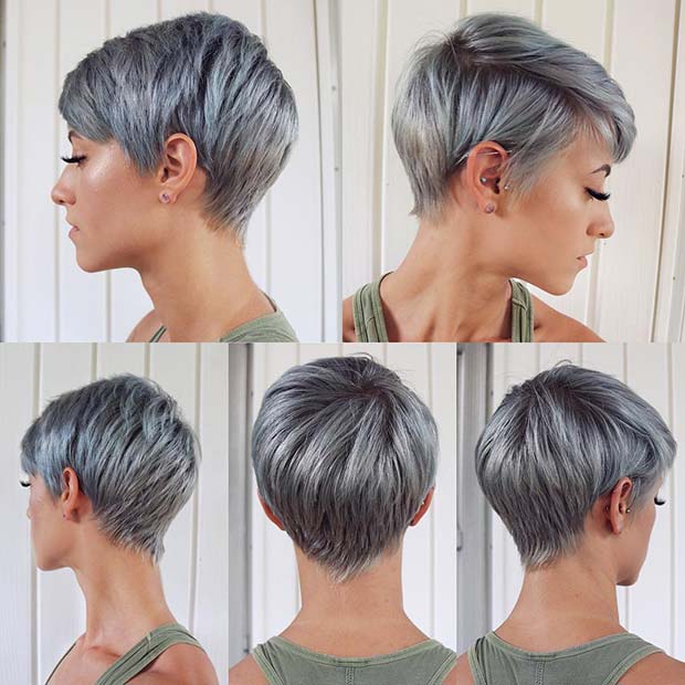 Trendy Short Grey Haircut
