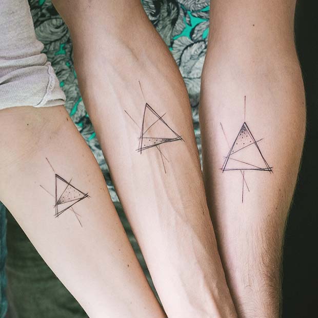 Trendy Triangle Tattoo Idea for Siblings 