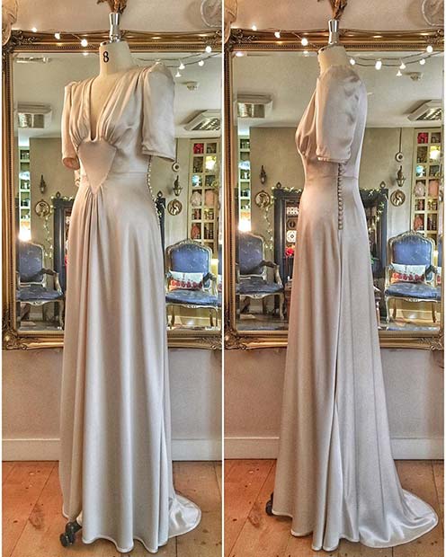 1940's Style Silver Wedding Dress
