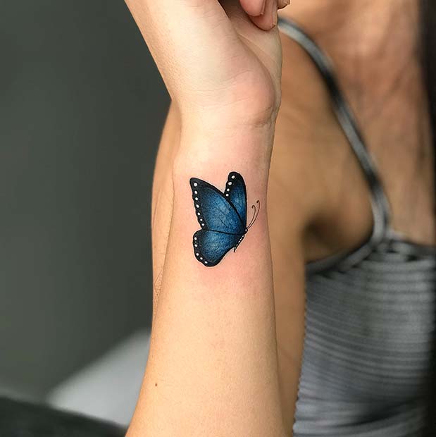 Beautiful Blue Butterfly Tattoo Design