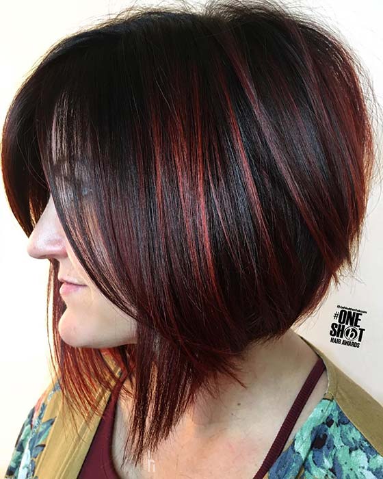 Black and Red Bob Hairstyle 