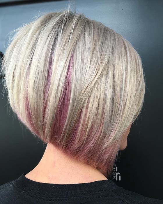 Blonde Bob with a Hint of Pink
