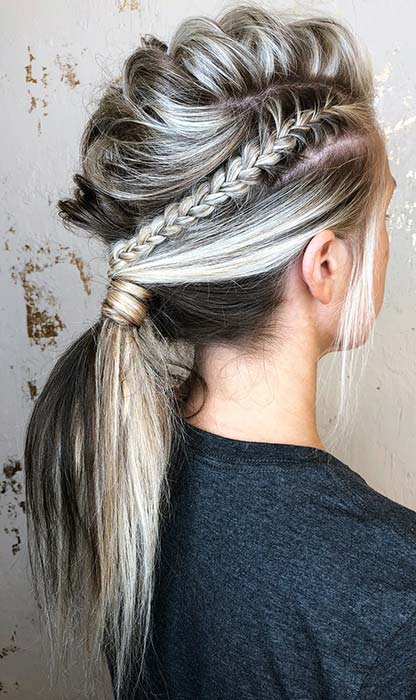 Braided Mohawk into a Ponytail