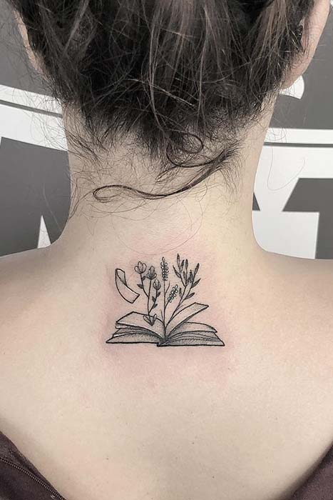 Book Back Tattoo Idea for Women