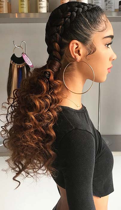 Two Braids with Curly Weave 
