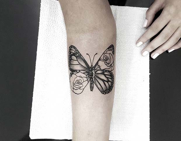 Rose and Butterfly Tattoo 