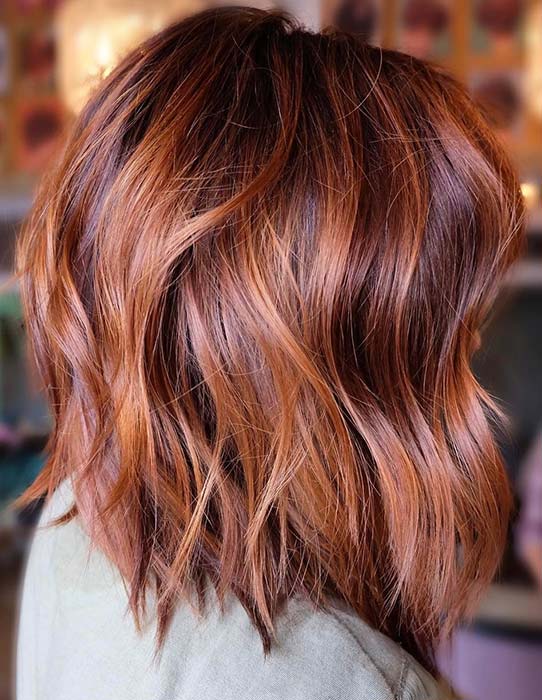 Layered, Coppery Red Bob