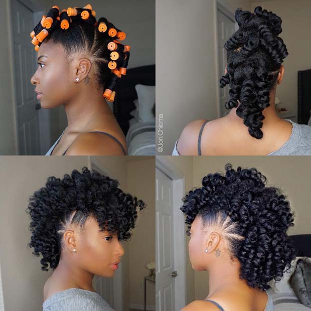Curly Fro Hawk on Natural Hair