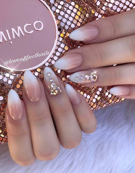 French Ombre Almond Nails