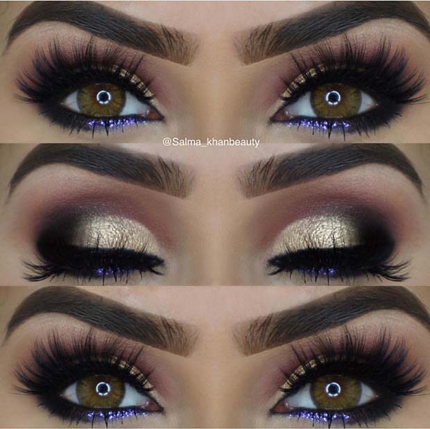 Gold and Purple Eye Makeup