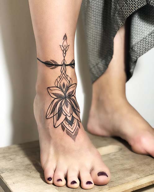 Lotus Anklet Tattoo 