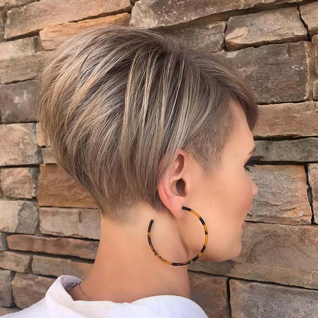 Short Blonde Stacked Bob with Undercut 