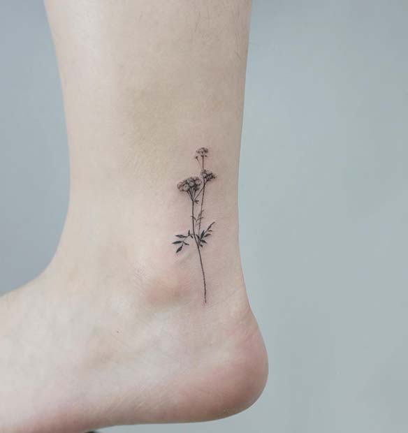 Stunning Flower Ankle Tattoo