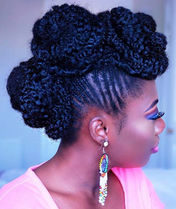 Braided Mohawk with Curly Weave