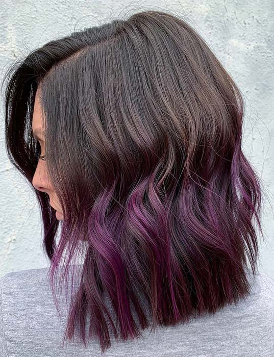 Purple Ombre Lob Hairstyle 