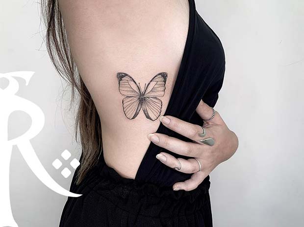 Stylish Rib Butterfly Tattoo